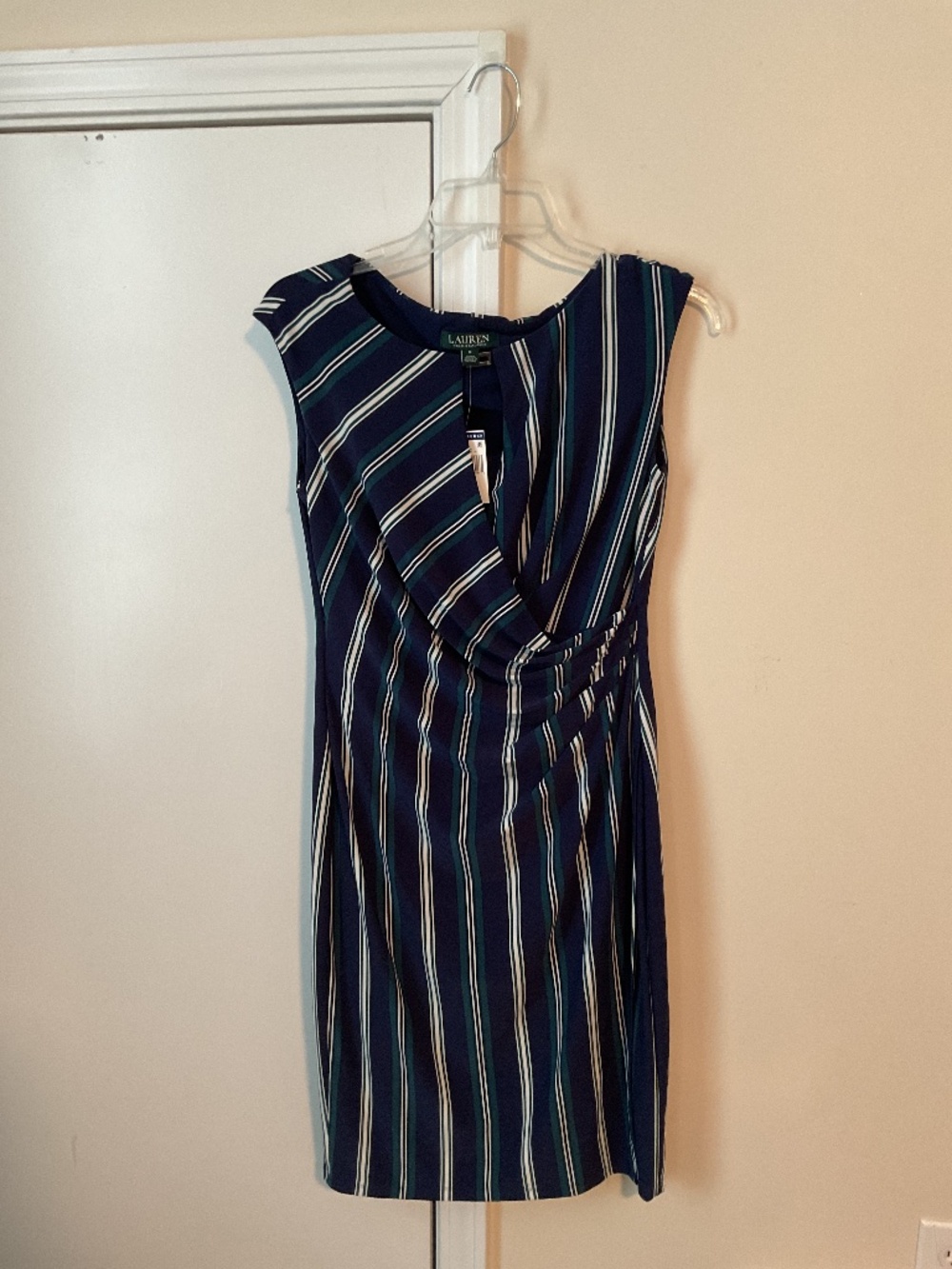 Ralph Lauren size 6 women’s dress, navy blue green and white